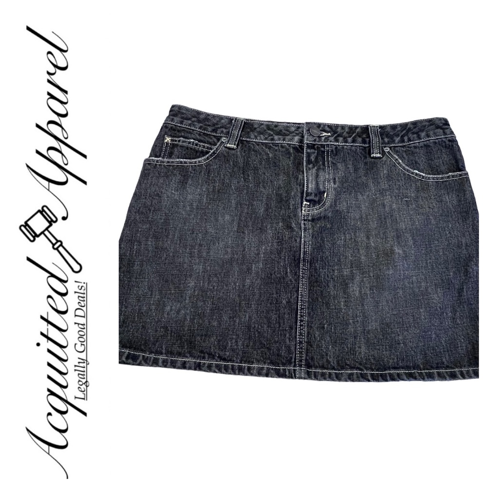 Karen Millen England Black Denim Jean Mini Skirt